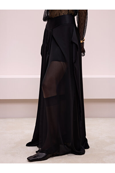 BAQA Asymmetrical Detailed Black Skirt