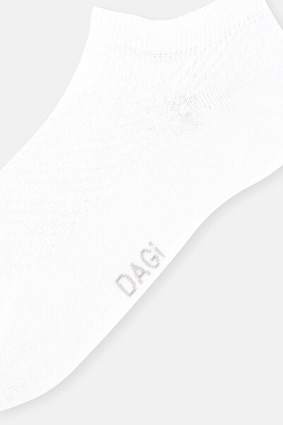 Dagi White Women's 2-Piece Honeycomb Patterned Booties Socks