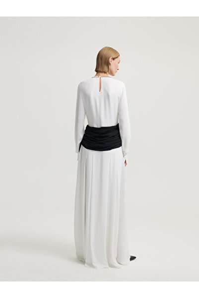 BAQA White Dress with Thick Black Belt