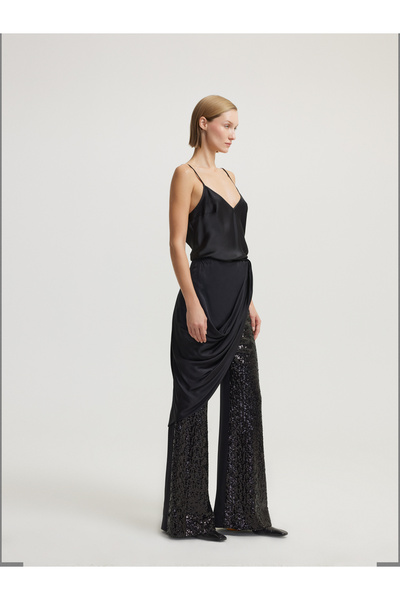 BAQA Shawl Detail Sequined Trousers