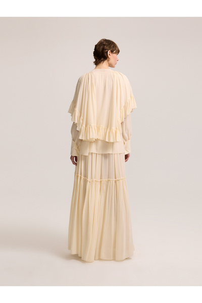 BAQA Light Beige Ruffled Tulle Blouse