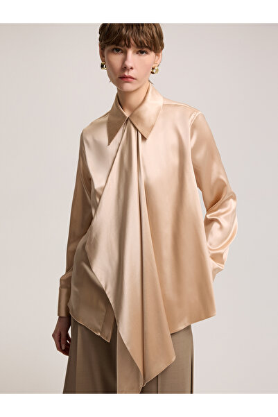 BAQA Salmon Blouse with Shawl Detail