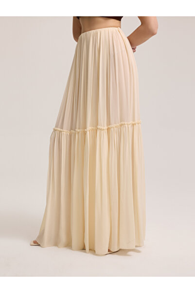 BAQA Long Light Beige Tulle Skirt