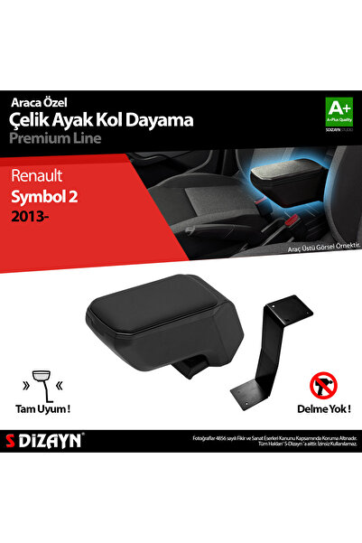 S Dizayn S-Dizayn Renault Symbol Kol Dayama Kolçak Çelik Ayaklı ABS Siyah 2013-2017 A+Kalite KLC-CA-SY-7022-K