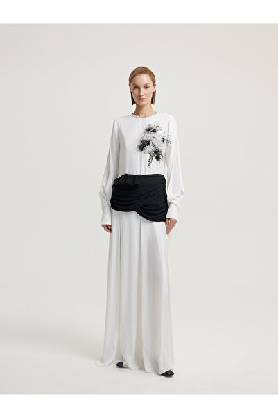 BAQA White Dress with Thick Black Belt