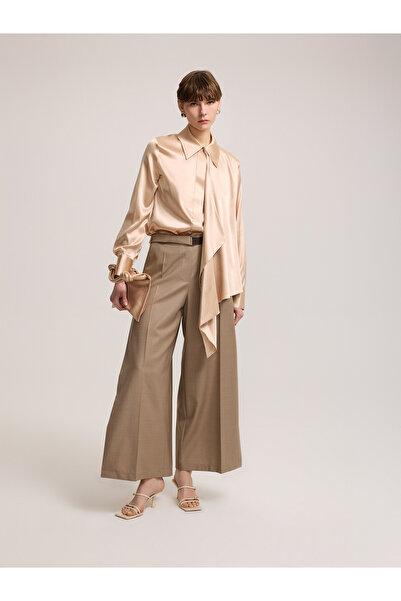 BAQA Salmon Blouse with Shawl Detail