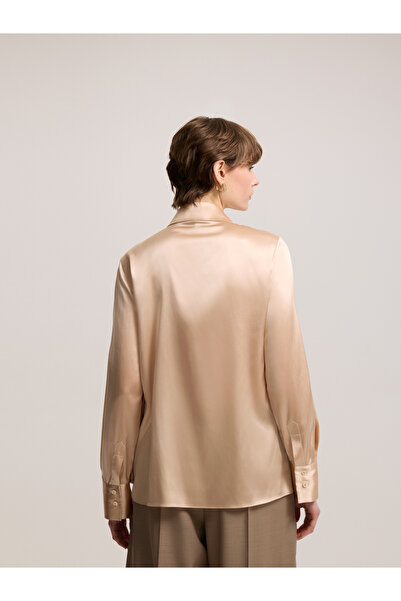 BAQA Salmon Blouse with Shawl Detail