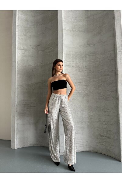 ubmbutik Sequined Wide Leg Trousers