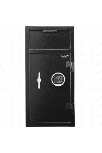RUBIK صندوق أمانات، فتحة إيداع نقدية أمامية، قفل رقمي مدمج، 74 كجم، RB-DS70 أسود