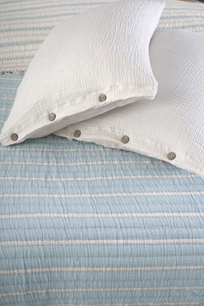 Cottonest SET CUVERTE DE PAT MUSLINĂ | DUBLĂ | CĂRĂMĂ | 230 X 250 cm | 2 bucăți CU HUSĂ PENTRU PERNE