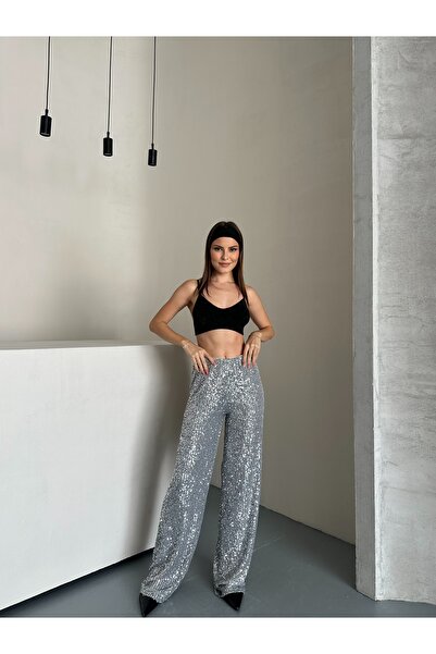 ubmbutik Sequined Wide Leg Trousers