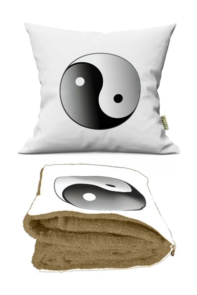 Generic Brand Ying Yang Pattern Optional Pillow Inside Tv Blanket 110X170Cm
