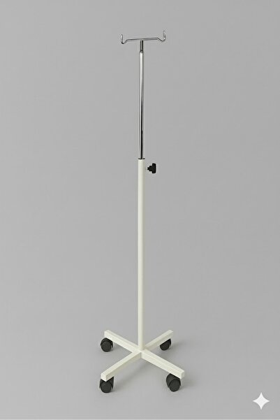 Genel Markalar Portatif Medikal Serum Askısı 4ayaklı Krem Renk Ayarlanabilir