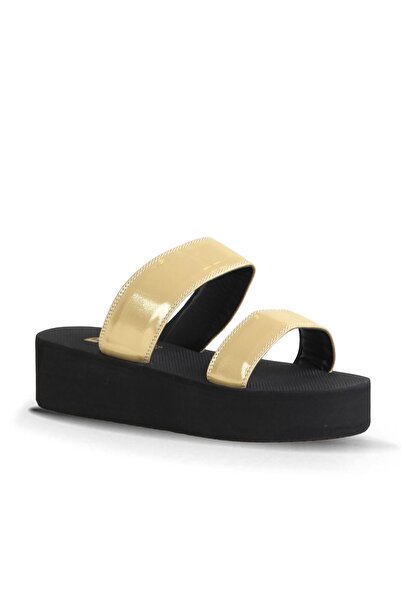 Bueno Shoes Gold Pearlescent-Paris Women's Wedge Heeled Slippers 26Wt752750