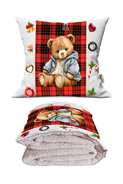 Genel Markalar Yılbaşı Özel Sevimli Ayıcık Teddy Bear Baskılı Dekoratif Yastı...