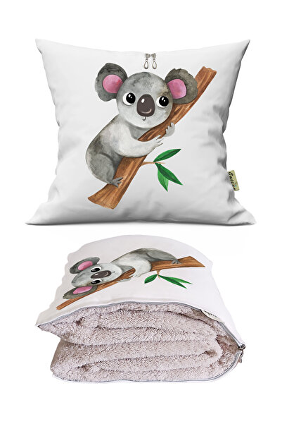 CAİSYA Koala Tv Battaniyeli Opsiyonel Dekoratif Kırlent Yastık