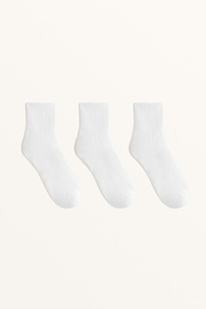 Oysho 3 pairs of cotton blend quarter sports socks