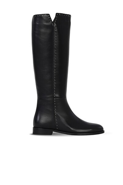 Bueno Shoes Black Leather Women's Flat Boots 33Wc12520