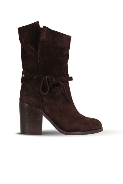 Bueno Shoes حذاء بكعب نسائي بني من جلد الغزال 30wb4035