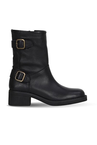 Bueno Shoes Black Leather Women's Heeled Boots 01Wf1102