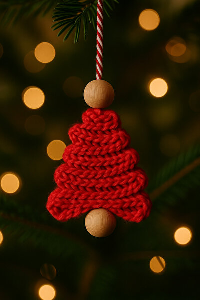 Emsay Store Mini ornament pentru brad de Crăciun tricotat manual – set de 6