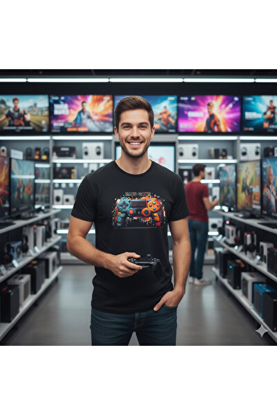 Butik تيشيرت مطبوع عليه لعبة HARD GAME CONSOLE الرقمية