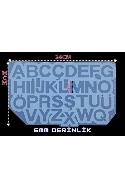 epoksikalipmarketi Epoksi Silikon Kalıp / Midi Boy Alfabe Kalıbı / Türkçe Alf...