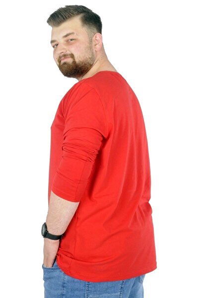 ModeXL Men's T-Shirt - Lycra, Crew Neck, Plus Size, Red 20102