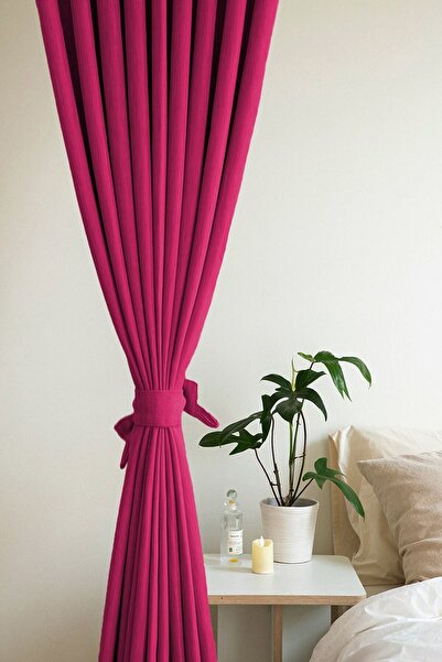 De'Vor Velvet Look Thick Background Curtain - Dark Pink
