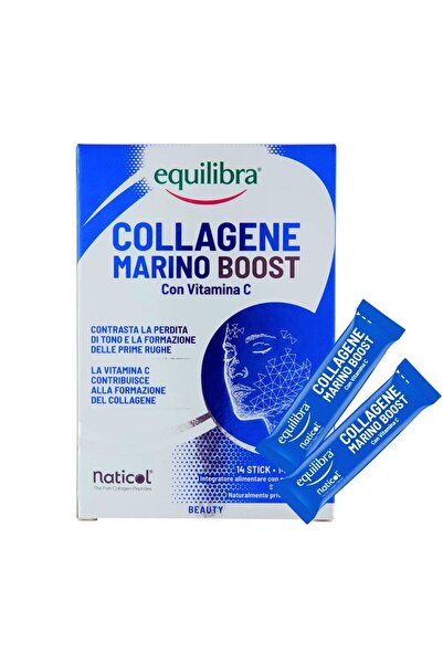 Equilibra Colagen Marin cu Vitamina C cu îndulcitor stevia, 14 pliculețe fără zahăr, Equilibra