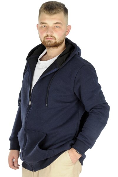 ModeXL Mode Xl Великий розмір Чоловічий світшот на блискавці Recycle B20533 Синій