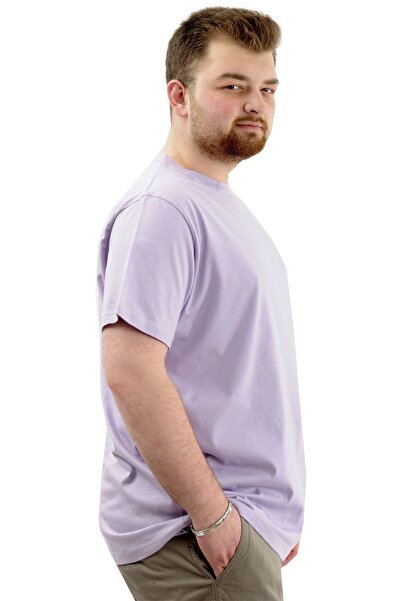 ModeXL Men's T-Shirt - Crew Neck, Lilac, Plus Size, Mode XL 20031