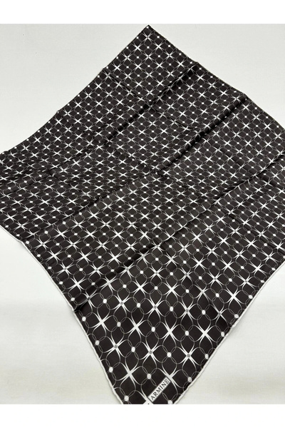 Armine Eșarfă de mătase 2025 iarnă - 9207-04 Negru Alb Sura