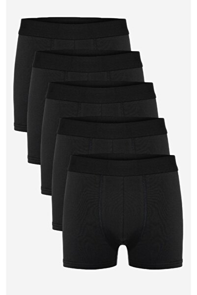 COMBİNE MİCHAİL Men's 5-Piece Black Cotton Lycra Flexible Boxers
