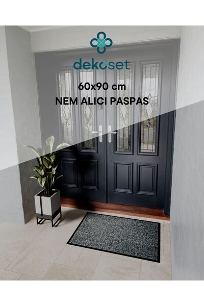 DEKOSET 60 X 90 cm Gray Doormat Non-Slip Base (Door Front Moisture Absorbing Mat)