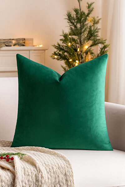ASDİVA Malcolm Velvet Plain Simple Decorative Throw Pillow Cover with Size Options Emerald Green