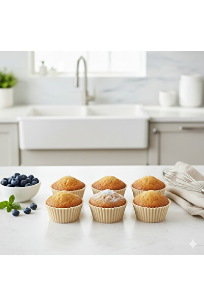 HIMYHOME Silicone Muffin Cake Mold with Teeth, 6-Pack