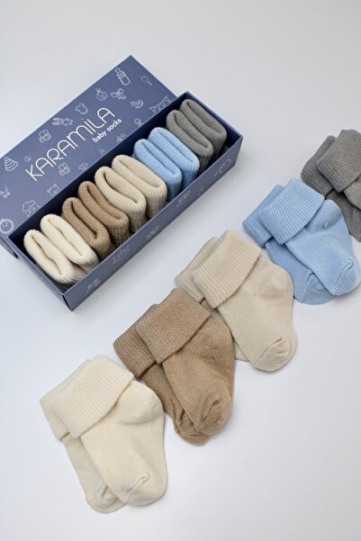KARAMİLA 5'li Erkek Set Bebek BAMBU Çorap - Yenidoğan Çorap - Bebek Çorap Bab...