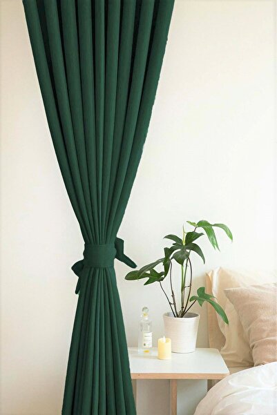 De'Vor Kadife Görünümlü Kalın Fon Perde -Yeşil Fon Perde 1 ADET