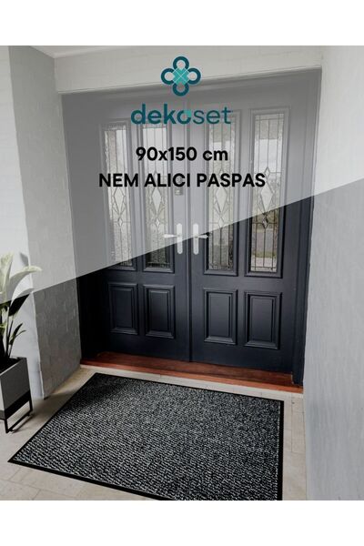 DEKOSET 90 X 150 cm Gray Doormat Non-Slip Base (Door Front Moisture Absorbing Mat)