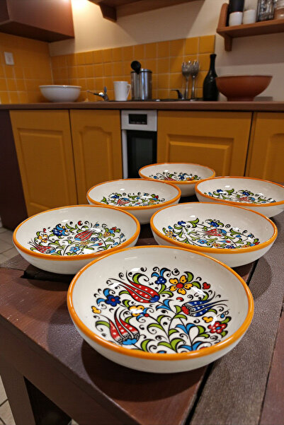 Salizera طقم أوعية تقديم الإفطار والوجبات الخفيفة من السيراميك بتصميم فخاري، 6 قطع، مقاس 13 سم، هدية مميزة