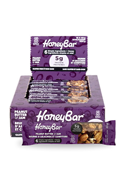 Honeybar ألواح زبدة الفول السوداني والمربى - توت بري، زبيب ولوز | خالية من ال...