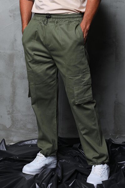 Rocqerx R-4334 Παντελόνι Gabardine με λάστιχο στη μέση και λεπτομέρεια τσέπης με φυσούνα