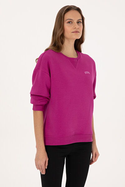 U.S. Polo Assn. سويت شيرت نسائي أساسي برقبة دائرية ولون فوشيا 50313586-VR023