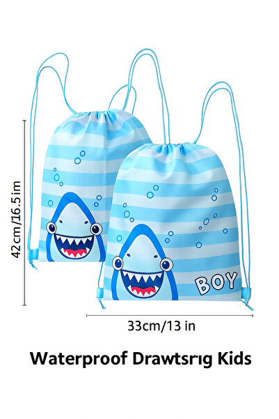 Generic 2PCS Blue Waterproof Drawstring Gym Bags – PE String Bags for Kids, Boys & Girls