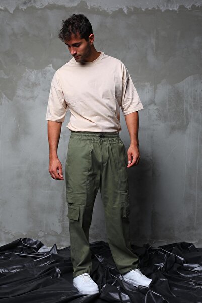 Rocqerx R-4334 Παντελόνι Gabardine με λάστιχο στη μέση και λεπτομέρεια τσέπης με φυσούνα