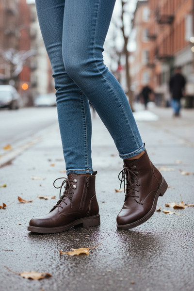 Y&D Shoes أحذية نسائية سوداء يومية برباط وسحاب للموسم الجديد 2025-2026