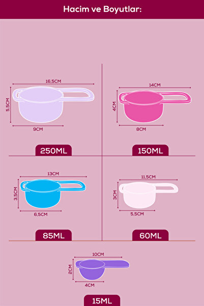 Vienev 5-Piece Colorful Measuring Spoon Set Pastel Colored – (15-60-85-150-250 ml) |   Kitchen Measuring Set