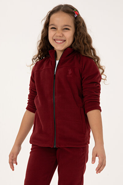 U.S. Polo Assn. Kız Çocuk Bordo Fermuarlı Polar Sweatshirt 50317875-VR014