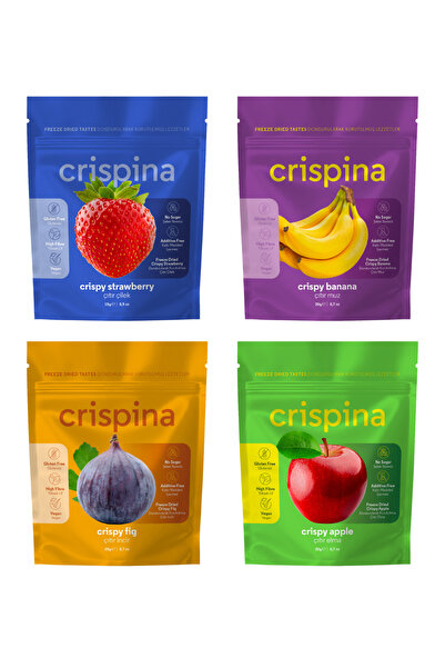Crispina Daily Kurutulmuş Çıtır Atıştırmalık Dörtlüsü (FREEZE DRİED) Sağlıklı...